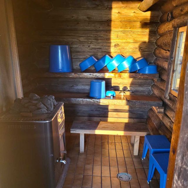 Sauna with a wood-burning stove